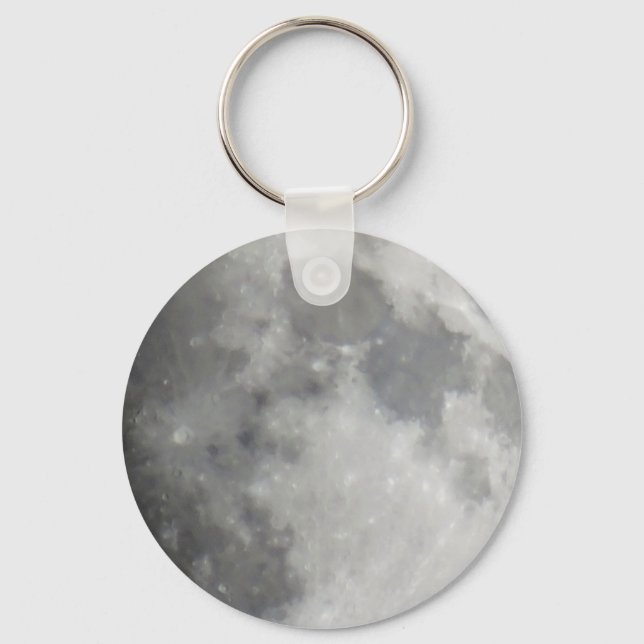 Grey moon in black sky keychain (Front)