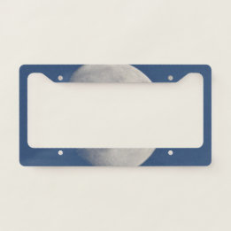 Grey moon in blue sky license plate frame