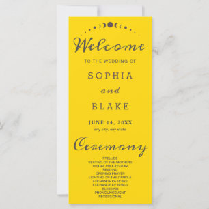 Grey Moon Phases Gold Wedding Program