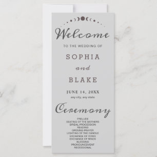 Grey Moon Phases Light Grey Wedding Program