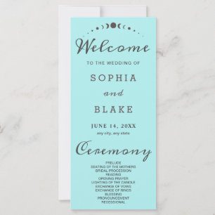 Grey Moon Phases Pale Blue Wedding Program