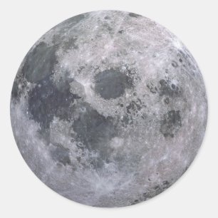 Grey moon photo classic round sticker