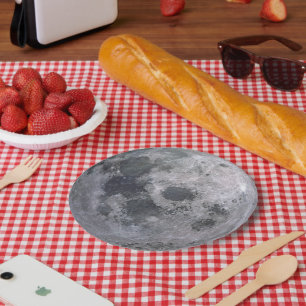Grey moon photo paper plate
