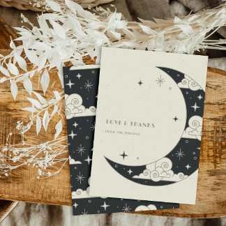 Grey Moon & Stars Celestial Wedding Thank You Card