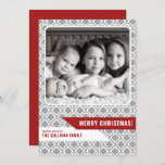 Grey Moroccan Pattern Modern Merry Christmas Photo Holiday Card<br><div class="desc">Send your holiday wishes to friends and family with this customizable Christmas card. This photo Christmas card features grey Morrocan tile pattern. Personalize by adding your details. This custom Christmas card is available in other colours and cardstock. Matching items are available.</div>