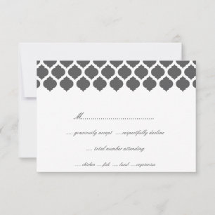 Grey Moroccan Pattern Wedding Party RSVP Cards