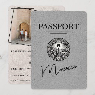 Grey Morocco Passport Save The Date