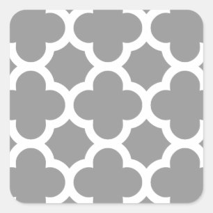 Grey Morrocan quatrefoil pattern Square Sticker