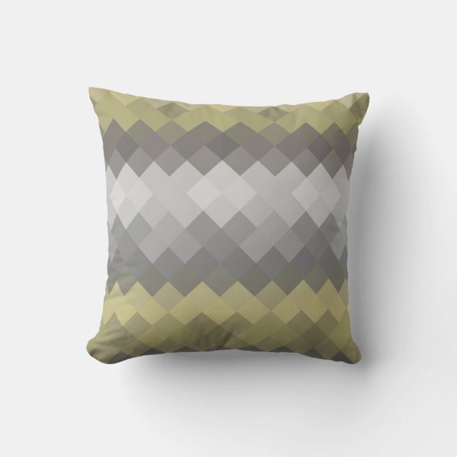 Grey Mosaic Diamond Geometric Pattern Throw Pillow (Front)