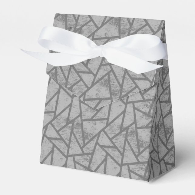 Grey mosaic pattern favor box (Front Side)