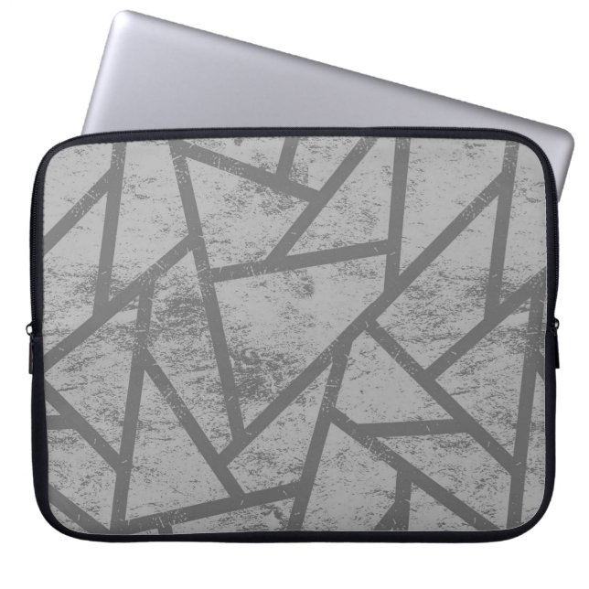 Grey mosaic pattern laptop sleeve (Front)
