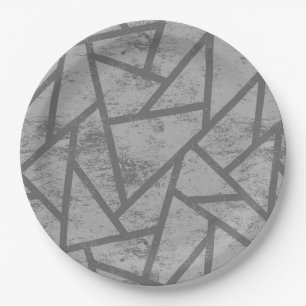 Grey mosaic pattern paper plate