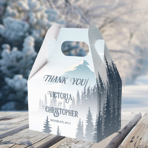 Grey Mountain Fog Forest Wilderness Winter Wedding Favor Box