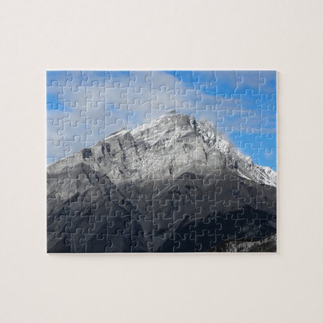 Grey Mountain Peak, Cloudy Blue Sky Jigsaw Puzzle (Horizontal)