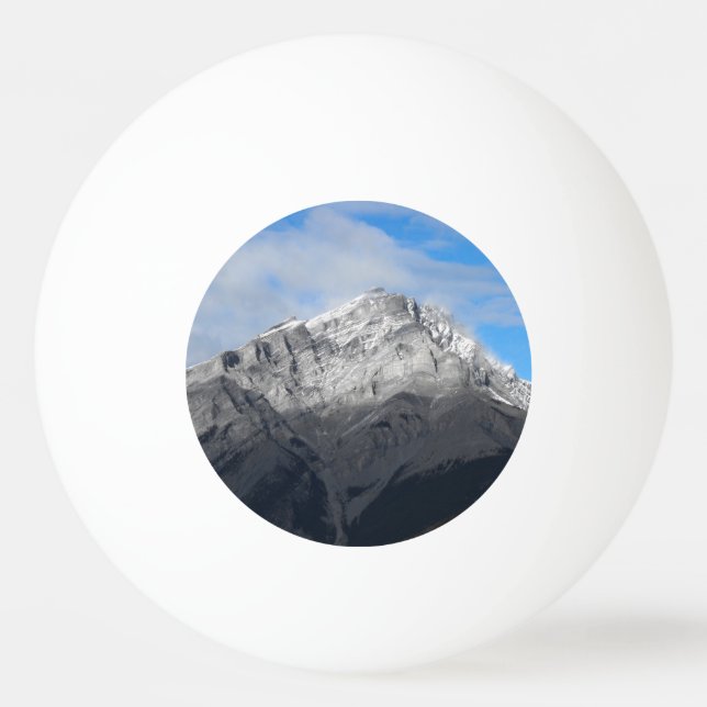 Grey Mountain Peak, Cloudy Blue Sky Ping Pong Ball (Front)