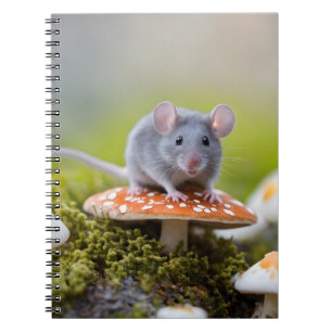 Grey Mouse On Toadstool Notebook
