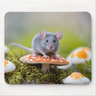 Grey Mouse On Toadstool Pad