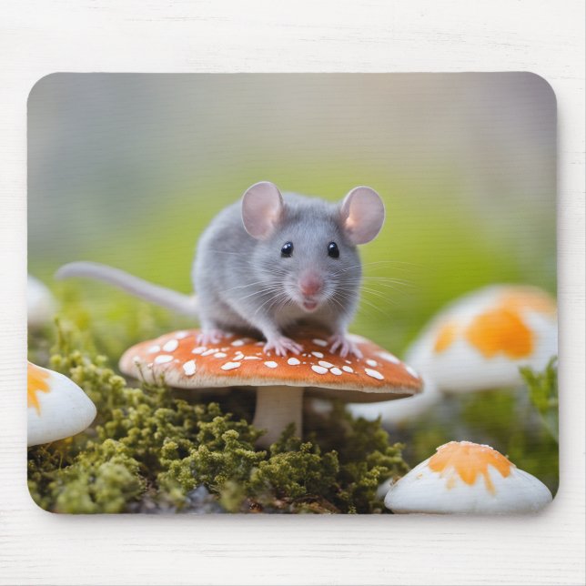 Grey Mouse On Toadstool Pad (Front)