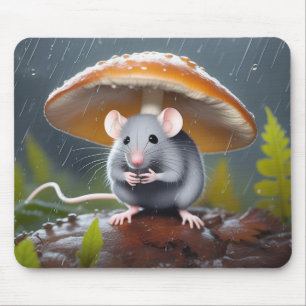 Grey Mouse Under a Toadstool Pad