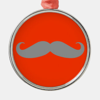 Grey Moustache Pattern Metal Ornament