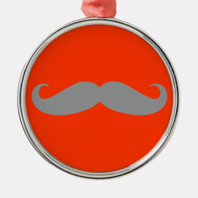Grey Moustache Pattern Metal Ornament (Front)