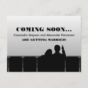 Grey Movie Theatre Save the Date Postcard