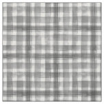 Grey n White Watercolor Gingham Checkered Pattern Fabric
