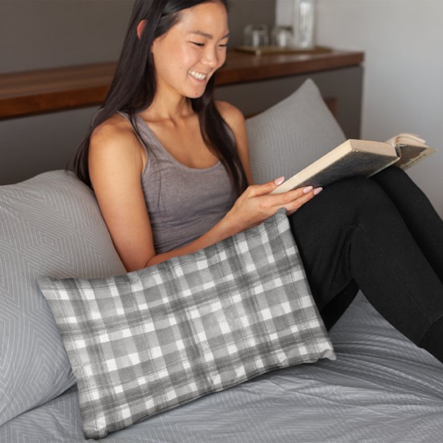 Grey n White Watercolor Gingham Chequered Pattern Pillowcase (Creator Uploaded)
