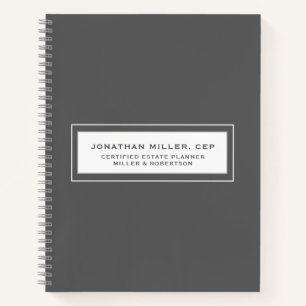 Grey Name Title Company Business Notebook