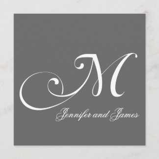Grey Names Monogram M Wedding Invitations