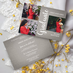 Grey Natural Fabric Collage 3 Multi Photos Grad