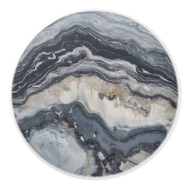 Grey Nature Marble Pattern Ceramic Knob (Front)