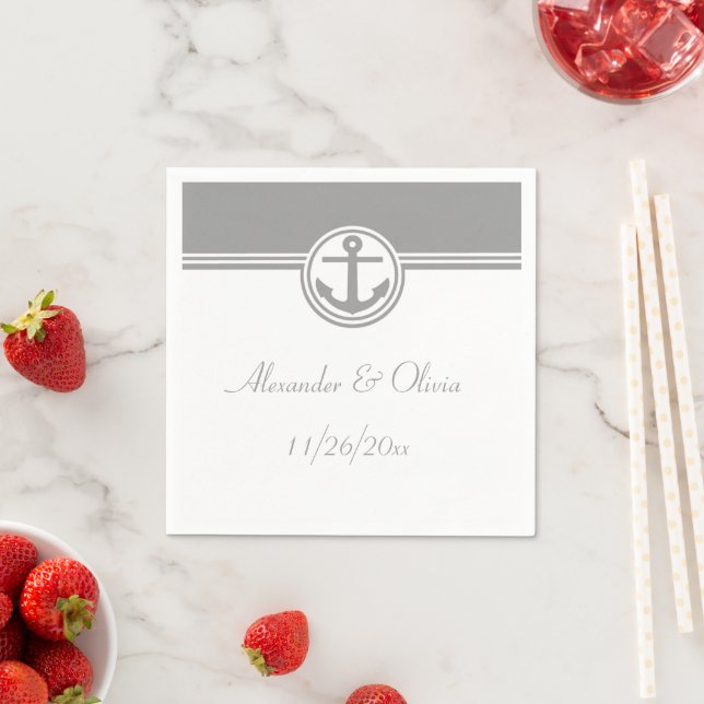 Grey Nautical Anchor Napkin (Insitu)