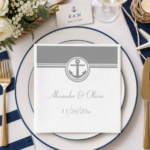 Grey Nautical Anchor Napkin