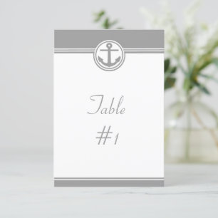 Grey Nautical Anchor Reception Table Card