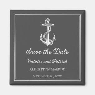 Grey Nautical Anchor Save the Date Magnet