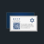 Grey Navy Blue Bar Mitzvah QR Code RSVP Budget  Enclosure Card<br><div class="desc">Grey Navy Blue Bar Mitzvah QR Code RSVP Budget Enclosure Card</div>