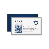 Grey Navy Blue Bar Mitzvah QR Code RSVP Budget 