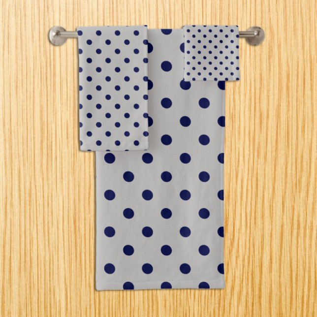 Grey Navy Polka Dot Bath Towel Set (Creator Uploaded)