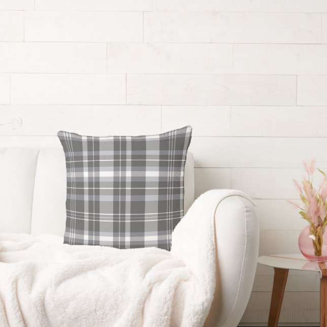 Grey Neutral plaid design Throw Pillow (Couch)