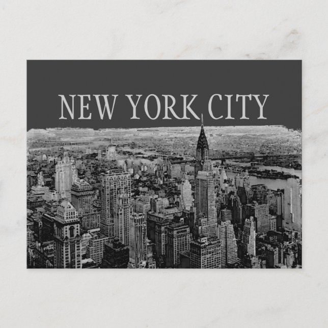 Grey New York City Panorama Postcards (Front)