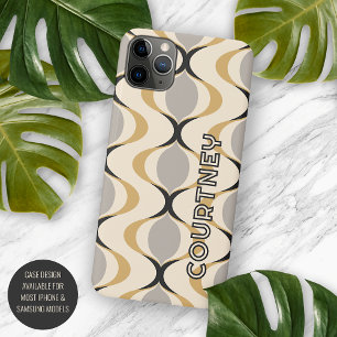 Grey Ochre Mustard Yellow Ivory Ogee Wave Pattern iPhone 16 Pro Max Case