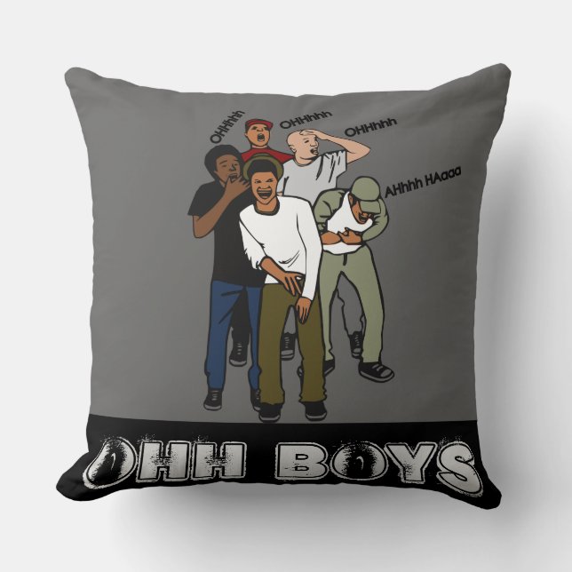 grey OHH BOYS in colour Throw Pillow (Front)