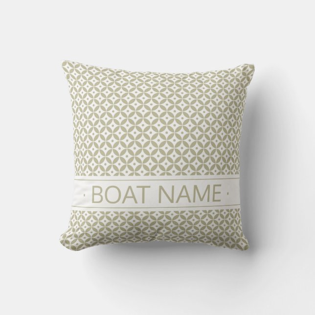 Grey Olive Green Small Geometric Pattern. Custom Outdoor Pillow (Front)
