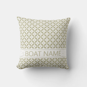Grey Olive & White Geometric Pattern Shippo. Boat Outdoor Pillow