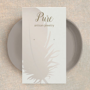 Grey Ombre Boho Feather Earring Display Business Card