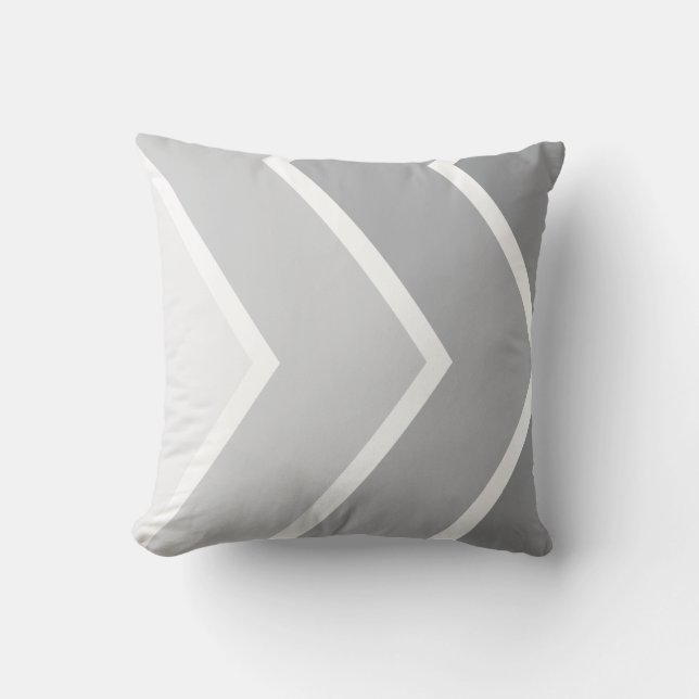 Grey Ombré Chevron Stripes Pattern Throw Pillow (Front)