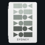 Grey Ombre Geometric Shapes Custom Monogram Name iPad Pro Cover<br><div class="desc">Add a modern touch to your device with this personalized iPad cover, featuring a sleek geometric design in stylish grey tones. Customized with the name "Sydney, " this cover offers a unique, contemporary look that’s both stylish and functional. The bold shapes and minimalist colour palette make it a standout accessory,...</div>