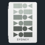 Grey Ombre Geometric Shapes Custom Monogram Name iPad Pro Cover<br><div class="desc">Add a modern touch to your device with this personalized iPad cover, featuring a sleek geometric design in stylish grey tones. Customized with the name "Sydney, " this cover offers a unique, contemporary look that’s both stylish and functional. The bold shapes and minimalist colour palette make it a standout accessory,...</div>