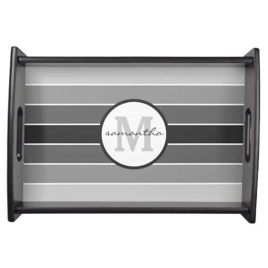 Grey Ombre Monogram Serving Tray